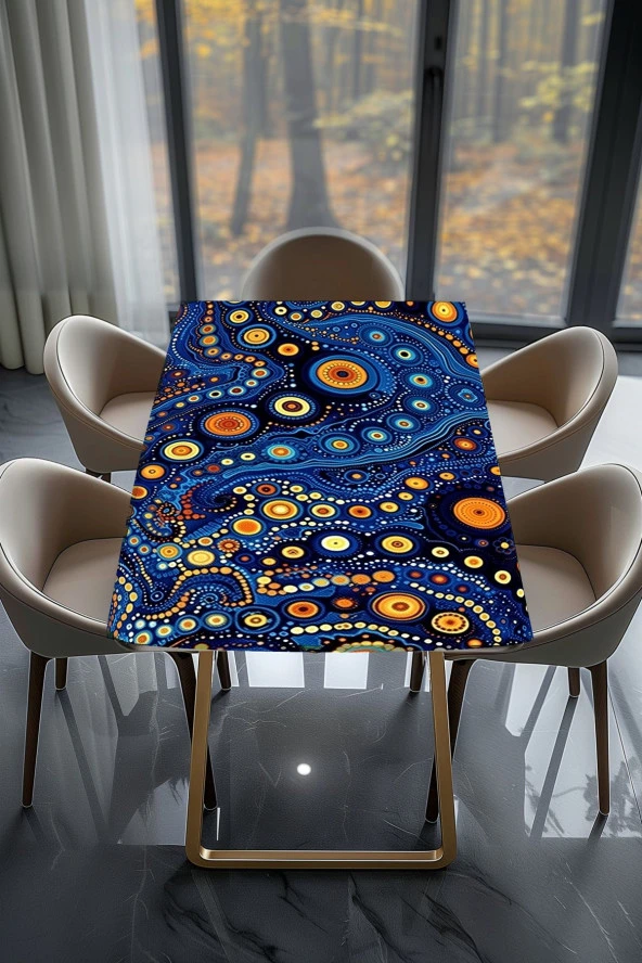 Masa Kaplama Folyosu Mobilya Masa Kaplama Folyoları Karmaşık Renkli Gece Desen - Resim 2