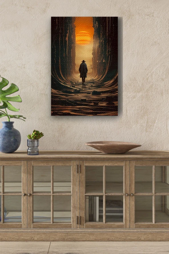 Vadide Yürüyen Adam Yağlı Kanvas Tablo ürün görseli