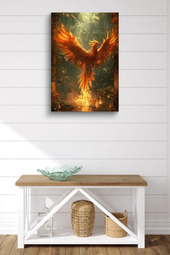 Küllerinden Yeniden Doğmuş Anka Kuşu Yağlı Kanvas Tablo - Resim 2