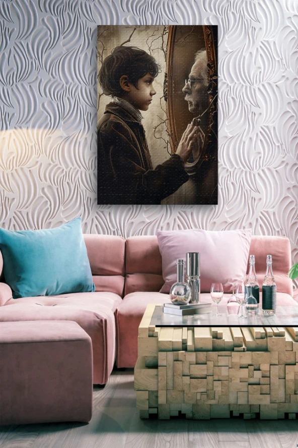 Aynadaki Yaşlı İnsana Bakan Çocuk - Resim 3