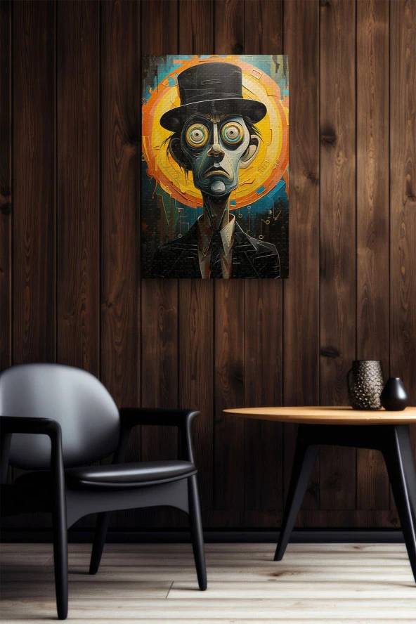 Takım Elbiseli Ciddi Adam Portresi Yağlı Kanvas Tablo - Resim 6