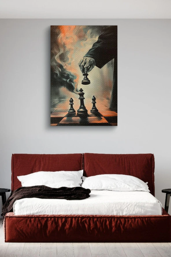 Satranç Taşları ve Hamlesi Kanvas Tablo - Resim 3