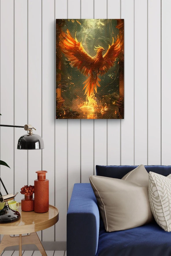 Küllerinden Yeniden Doğmuş Anka Kuşu Yağlı Kanvas Tablo - Resim 5