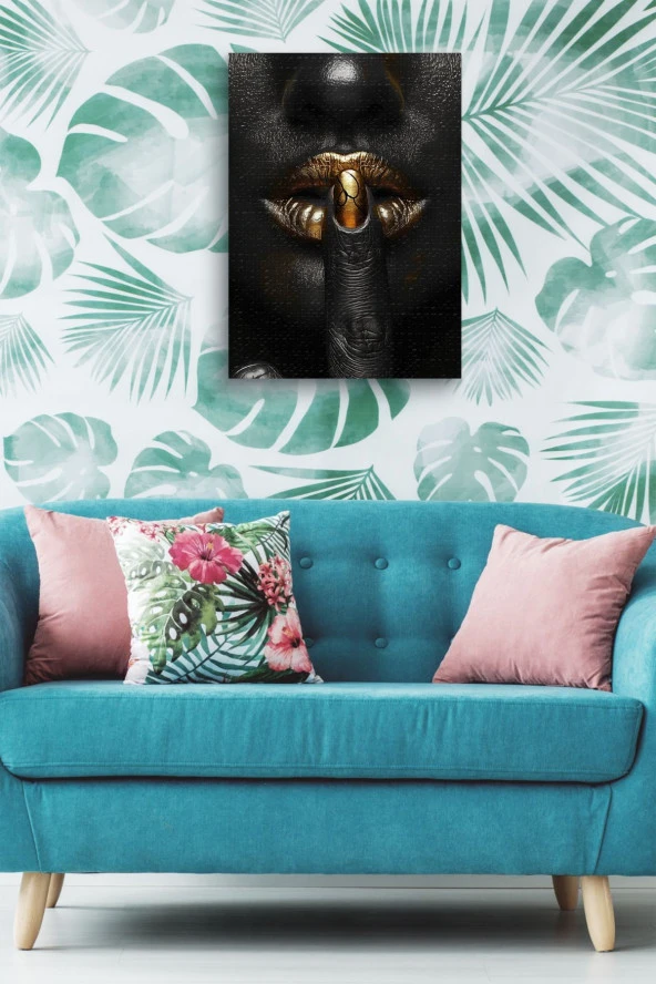 Sessiz Ol İşareti Yapan İnsan Kanvas Tablo - Resim 5