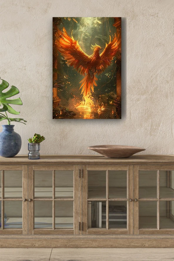 Küllerinden Yeniden Doğmuş Anka Kuşu Yağlı Kanvas Tablo - Resim 3