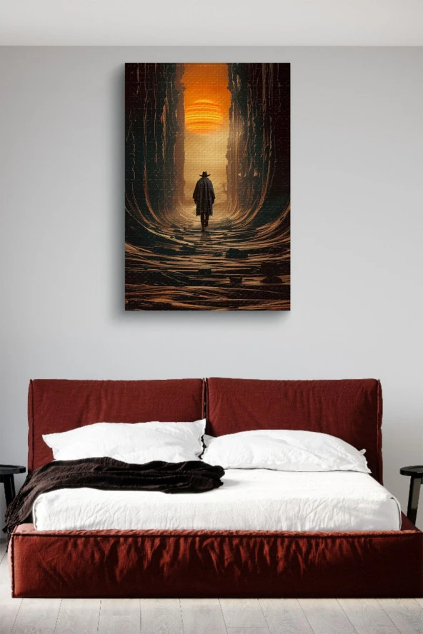 Vadide Yürüyen Adam Yağlı Kanvas Tablo - Resim 3