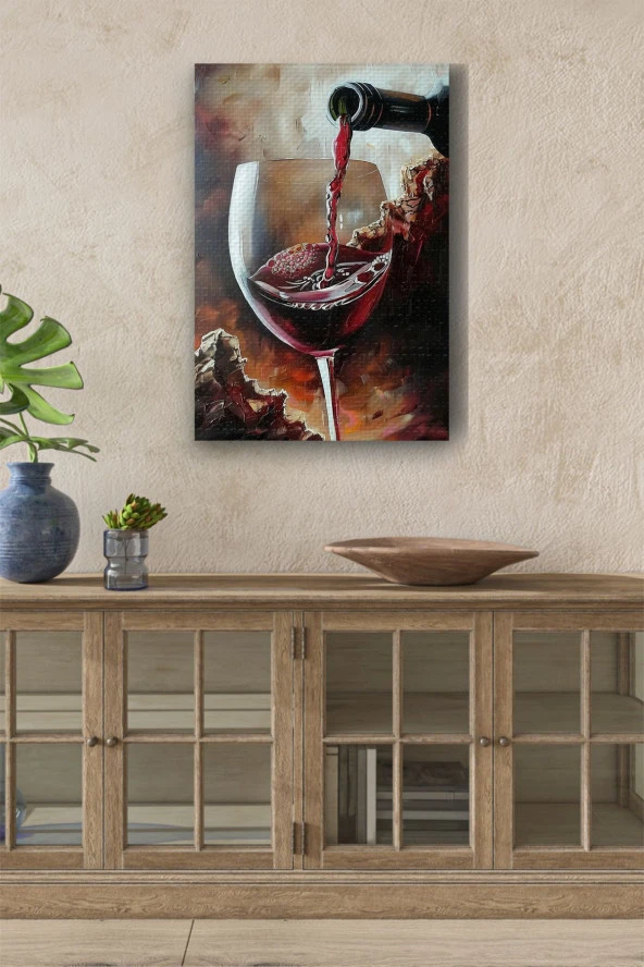 Şarap Doldurulan Bardak Yağlı Kanvas Tablo - Resim 2