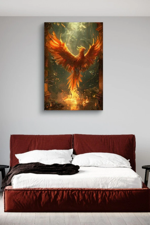 Küllerinden Yeniden Doğmuş Anka Kuşu Yağlı Kanvas Tablo - Resim 7