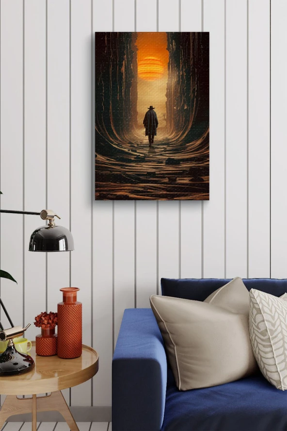 Vadide Yürüyen Adam Yağlı Kanvas Tablo - Resim 5