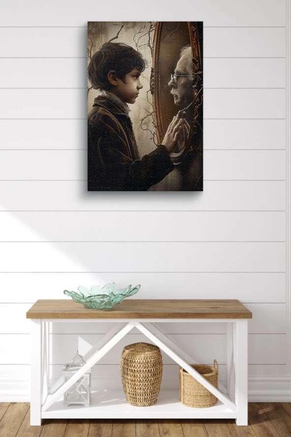 Aynadaki Yaşlı İnsana Bakan Çocuk - Resim 5