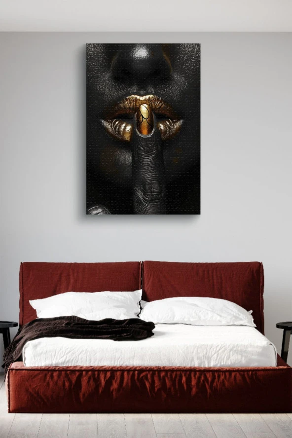 Sessiz Ol İşareti Yapan İnsan Kanvas Tablo - Resim 3