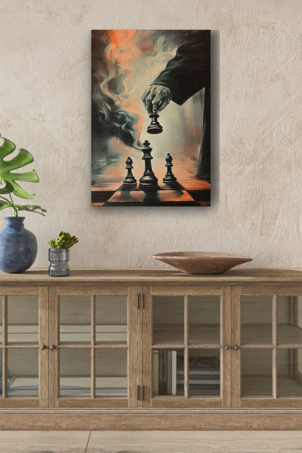 Satranç Taşları ve Hamlesi Kanvas Tablo ürün görseli