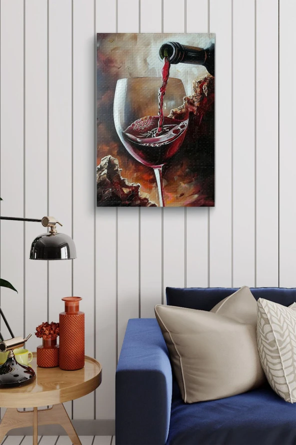 Şarap Doldurulan Bardak Yağlı Kanvas Tablo - Resim 5