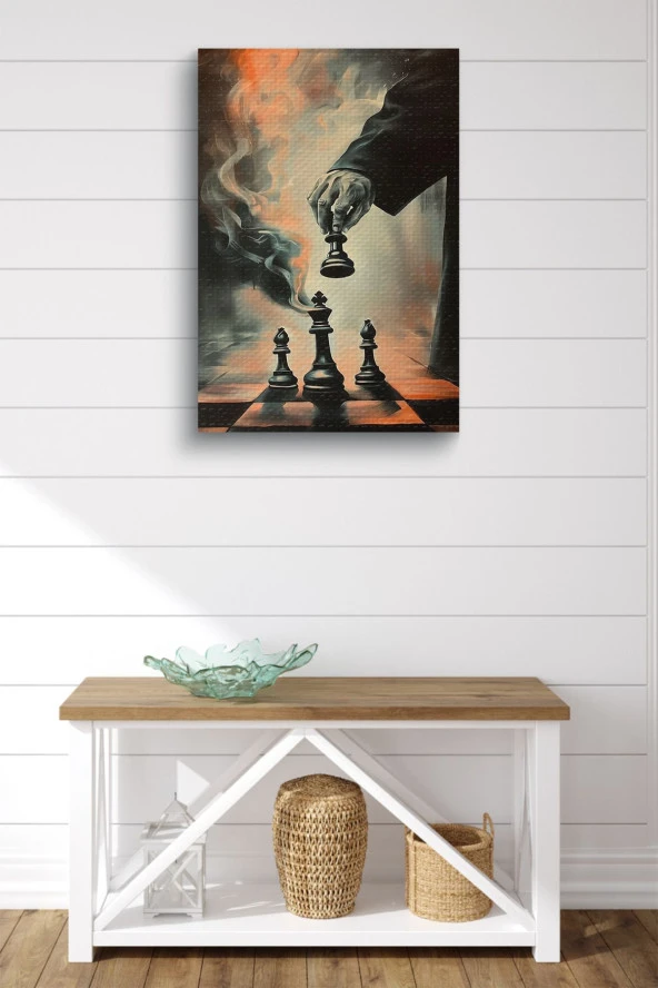 Satranç Taşları ve Hamlesi Kanvas Tablo - Resim 2