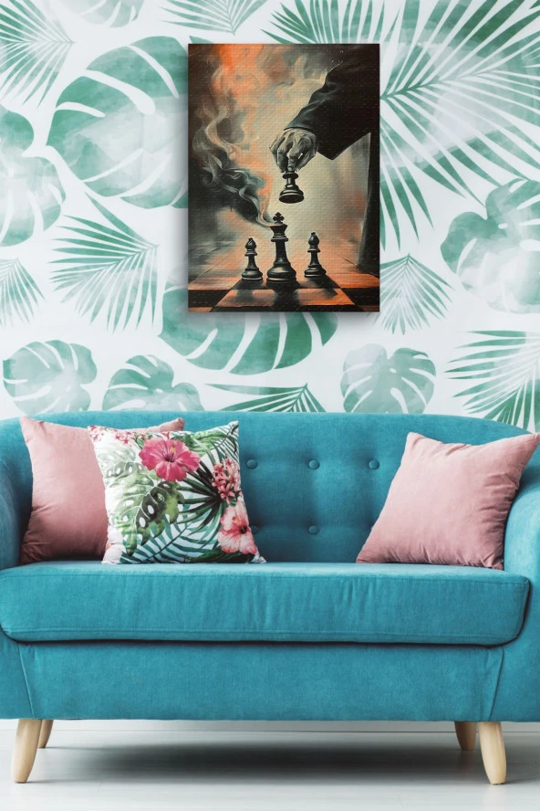 Satranç Taşları ve Hamlesi Kanvas Tablo - Resim 5