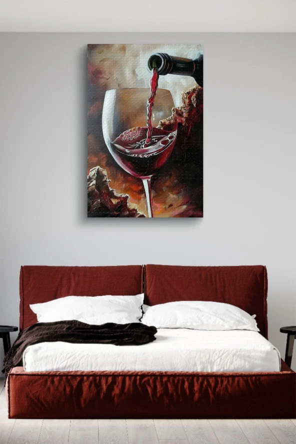 Şarap Doldurulan Bardak Yağlı Kanvas Tablo - Resim 6