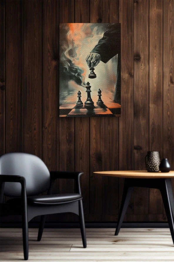Satranç Taşları ve Hamlesi Kanvas Tablo - Resim 6