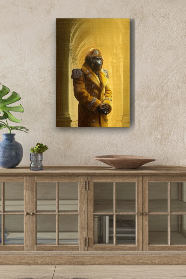 Kıyafet Giymiş Maymun Yağlı Kanvas Tablo ürün görseli