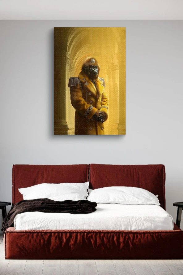 Kıyafet Giymiş Maymun Yağlı Kanvas Tablo - Resim 3