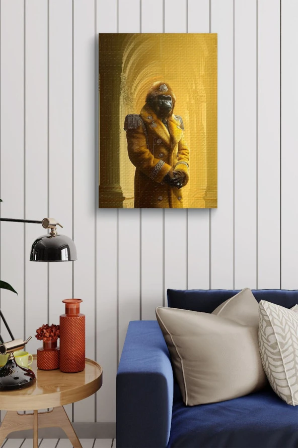 Kıyafet Giymiş Maymun Yağlı Kanvas Tablo - Resim 4