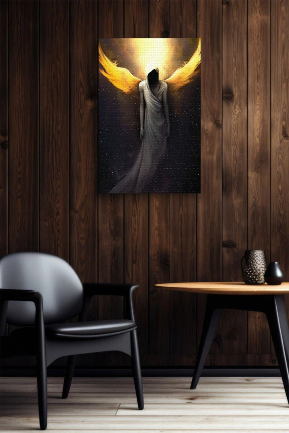 Sarı Kanatlı Ruh Yağlı Kanvas Tablo - Resim 5