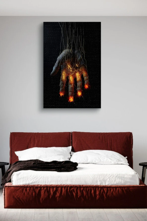 Parmakları Ateşli El Yağlı Kanvas Tablo - Resim 3