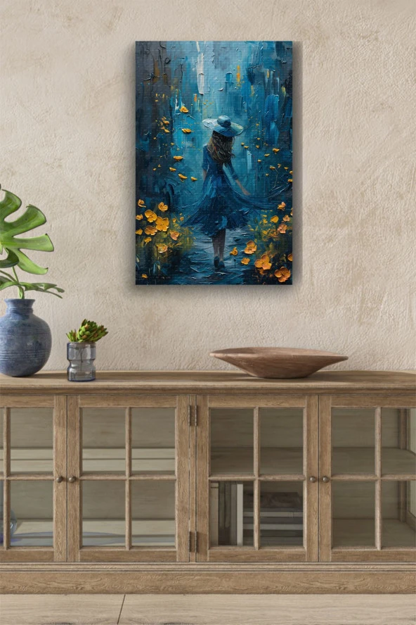 Mavili Kadın Yağlı Kanvas Tablo ürün görseli