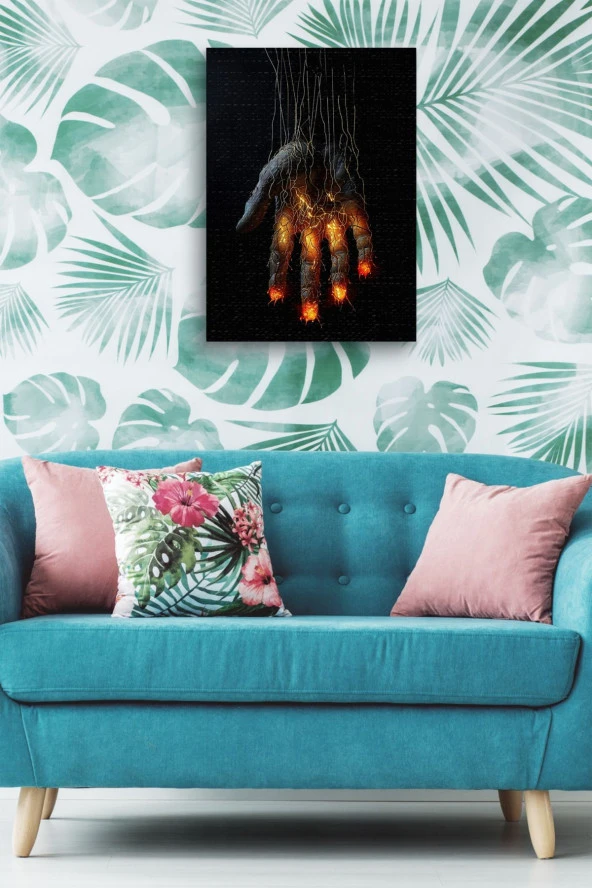 Parmakları Ateşli El Yağlı Kanvas Tablo - Resim 5