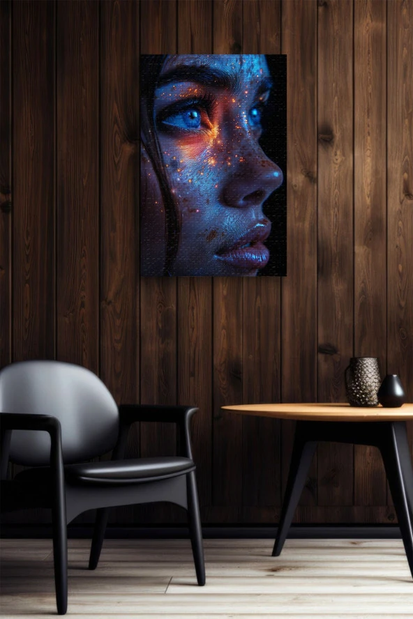 Renkli Futuristik Kadın Yağlı Kanvas Tablo - Resim 4