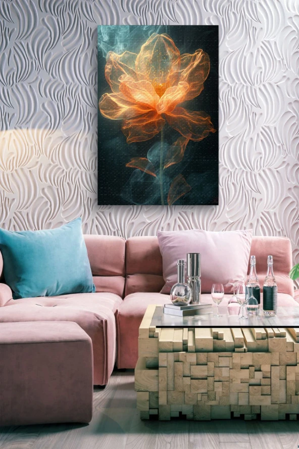 Turuncu Transparant Çiçek Yağlı Kanvas Tablo - Resim 4