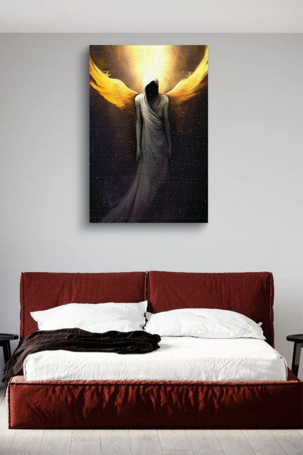 Sarı Kanatlı Ruh Yağlı Kanvas Tablo - Resim 3