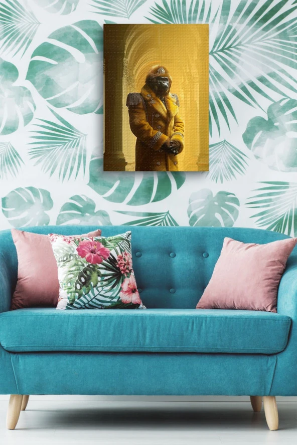 Kıyafet Giymiş Maymun Yağlı Kanvas Tablo - Resim 5