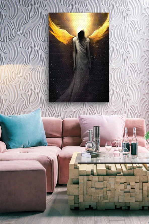 Sarı Kanatlı Ruh Yağlı Kanvas Tablo - Resim 6