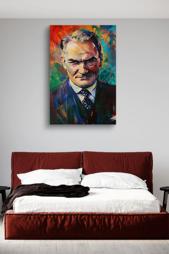 Grafiti Stilinde Atatürk Yağlı Boya Kanvas Tablo - Resim 3