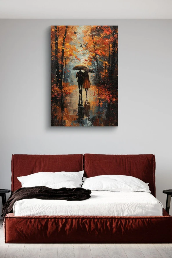 Kırmızı Sonbahar Yağlı Kanvas Tablo - Resim 3