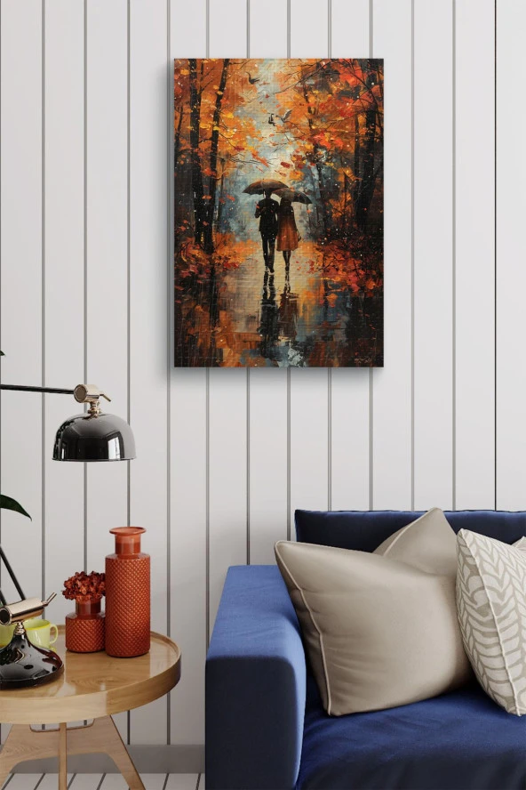 Kırmızı Sonbahar Yağlı Kanvas Tablo - Resim 4