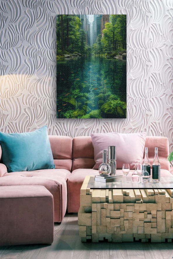 Şehir ve Doğa Birleşik Kanvas Tablo - Resim 7