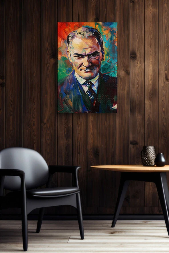 Grafiti Stilinde Atatürk Yağlı Boya Kanvas Tablo - Resim 4