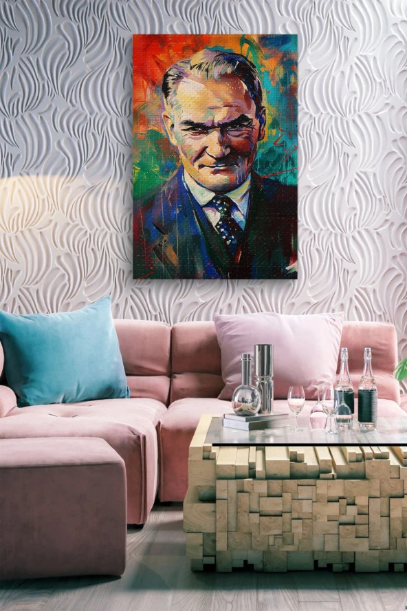 Grafiti Stilinde Atatürk Yağlı Boya Kanvas Tablo - Resim 5