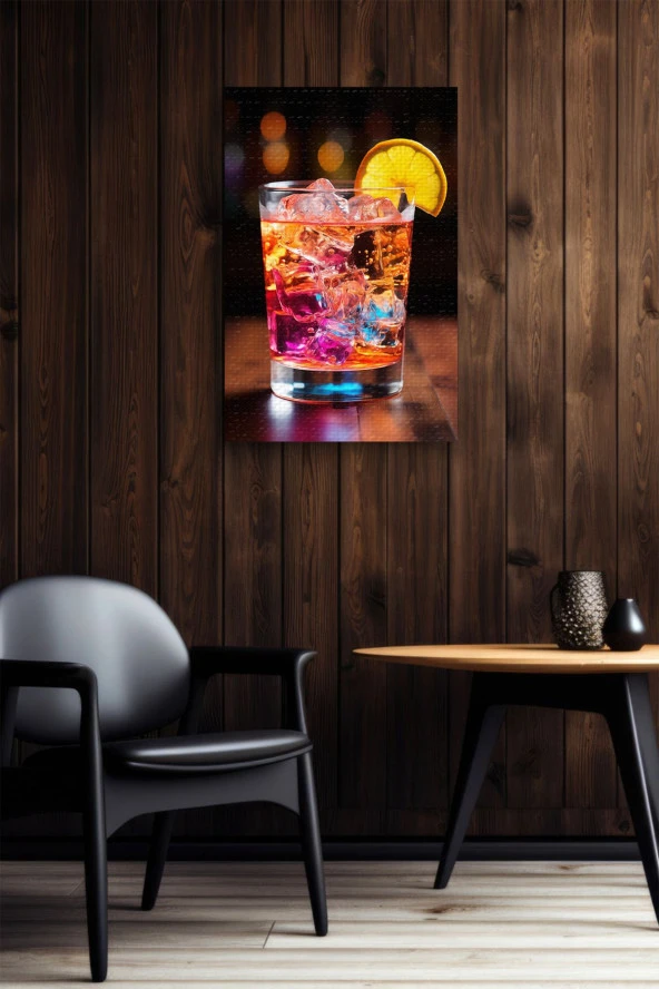 Limon ve Buz Detaylı Kokteyl Yağlı Kanvas Tablo - Resim 5