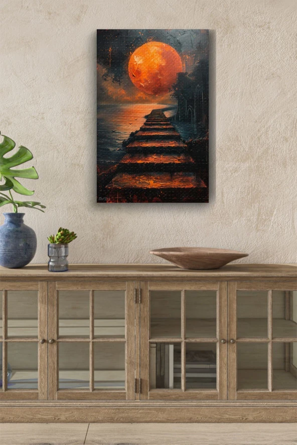 Dolunay Yansıması Yağlı Kanvas Tablo ürün görseli