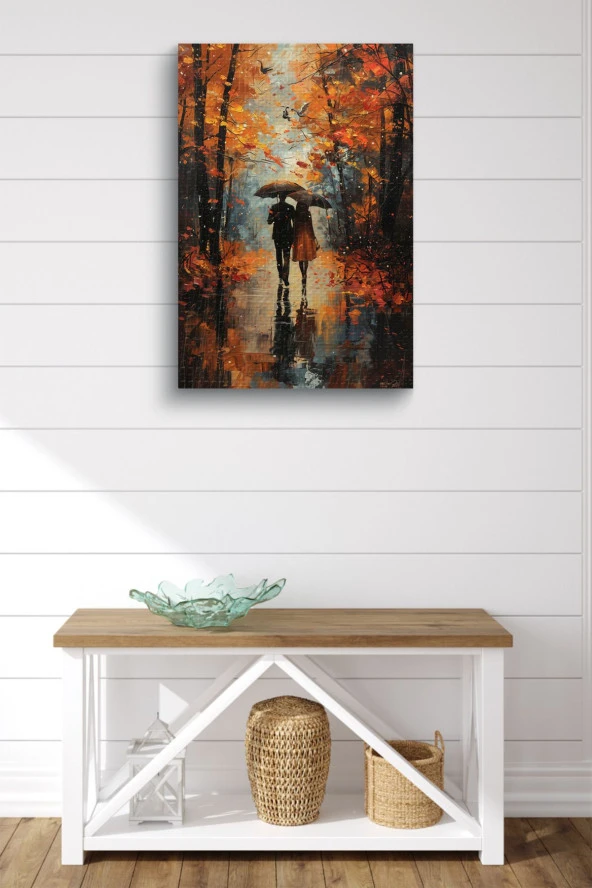 Kırmızı Sonbahar Yağlı Kanvas Tablo - Resim 2