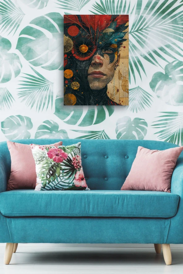 Venedik Rönesans Maskeli Adam Kanvas Yağlı Tablo - Resim 5