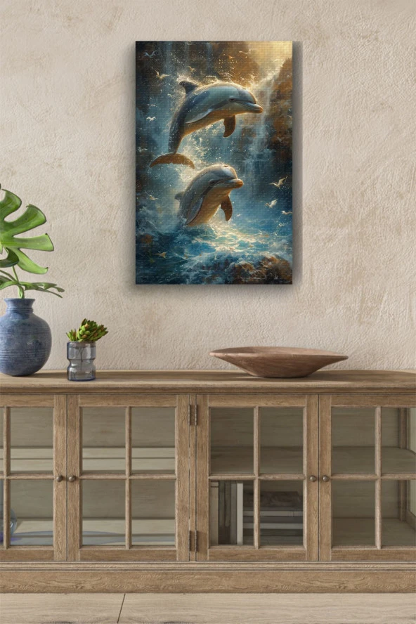 Yüzen Yunuslar Kanvas Tablo ürün görseli