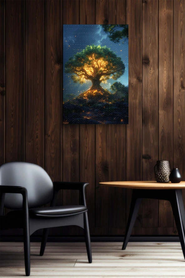 Ağaç Etrafında Dönen Ateş Böcekleri Kanvas Tablo - Resim 6