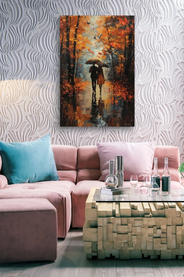 Kırmızı Sonbahar Yağlı Kanvas Tablo - Resim 7