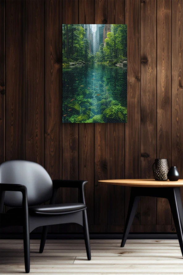 Şehir ve Doğa Birleşik Kanvas Tablo - Resim 6