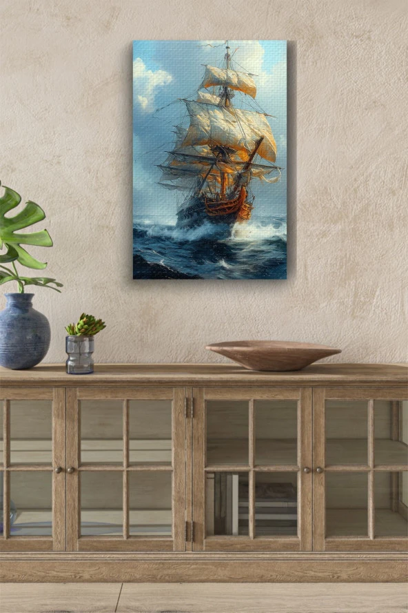 18. Yüzyıl Ahşaptan Gemi Kanvas Tablo ürün görseli