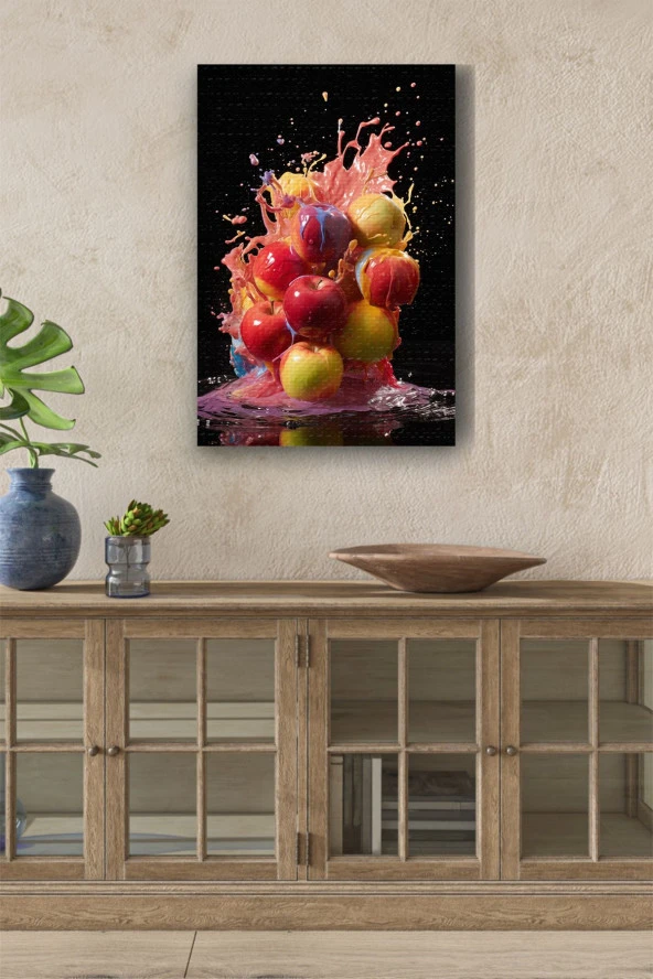 Renkler ile Birleştirilmiş Patlayan Meyveler Yağlı Kanvas Tablo ürün görseli