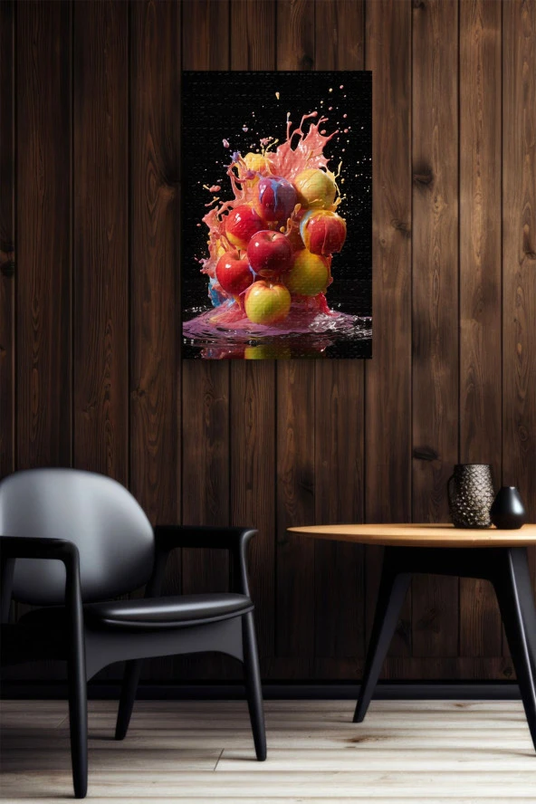 Renkler ile Birleştirilmiş Patlayan Meyveler Yağlı Kanvas Tablo - Resim 6